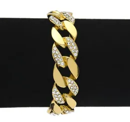 14K oro hip hop joyería caliente medio taladro cubano Europa y los Estados Unidos pulsera popular para hombres