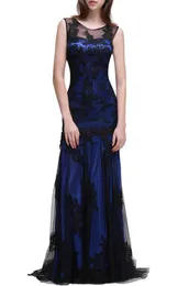 Appliques Black Lace Evening Gown Mermaid Sheer Neck Tulle Gothic Partt Dresses Vestidos De Novia Tallas Grandes Bruidsjurken DH4208