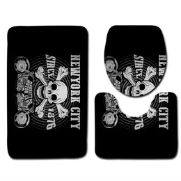 3Pcs/Set Terror Skull Series Soft Flannel Bathroom Carpet Pedestal Rug Lid Toilet Cover Bath Mat Carpet For Bathroom Decoration