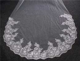 White 4M 1 8M Long Chapel Length Bridal Veil Appliques Wedding Veil Lace Bridal Accessories Wedding Veil309O