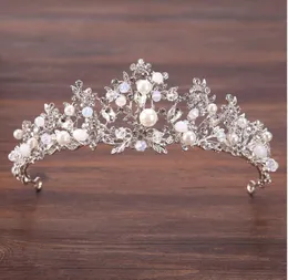 Bridal pearl handmade crown Silver Branch princess crown ornament crown hoop