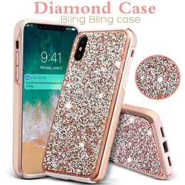 Premiumschockt￤t glitter strass diamantfodral f￶r iPhone 14 Pro Max 13 12 11 XS XR 7 8 Plus Samsung S22 S21 S20 Ultra Note 20 Hybrid Soft Silicone Hard PC Telefonskydd