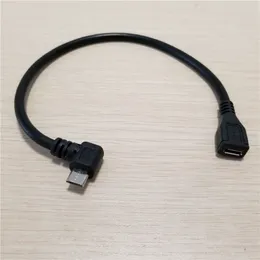 10pcs/lot 90 derece sol açılı mikro usb 5pin erkek ila mikro usb 5pin dişi uzantı veri şarjı güç kablosu 25cm