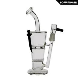 Saml 22.5cm Tall Rökning Vatten Bongs Hookahs Honeycomb Galss Bong Fritt Skiv Percolator Oil Rig med knivfog Storlek 14.4 pg5045