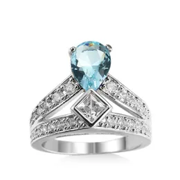 Pół tuzina 6 sztuk / partia wakacje prezent biżuteria unikalny kropla niebo niebieski topaz kryształowe klejnoty Rosja 925 Sterling posrebrzane USA wesele