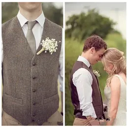 Wiosna mężczyźni ślubne kamizelki zwyczajowe Formal Groom Groomsmen Vest England Style Country Wear Slim Fited