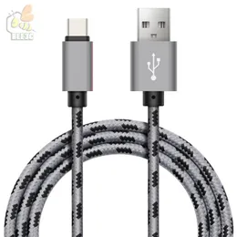 Kabel USB typu C 2a dla Xiaomi Samsung S8 Uwaga 8 2A Szybkie ładowanie Type-C Metalowy Nylonowy warkocz ładowarka Al Por Burmistrz 1 M / 2m / 3m 300 sztuk / partia