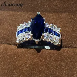 choucong Marquise Cut Blue 5ct Diamonique Cz 925 sterling Silver Engagement Wedding Band Ring For Women men Gift