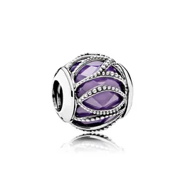 100% Gerçek Orijinal Kutusu ile 925 Ayar Gümüş Mor Temizle CZ Kristal Charms Fit Pandora Gümüş Takılar Bilezik Takı Yapımı