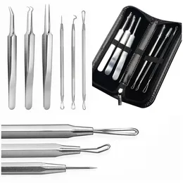 6st / set Acne PuSezer Comedo Blackhead Remover Kit Portable rostfritt stål multifunktion ansiktsverktyg hudvård