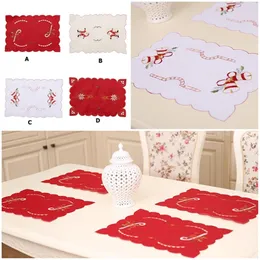 Noel Masa Placemats Noel Süslemeleri Noel Baba Işlemeli Içi Boş Xmas Masa Mat Plaka Pedi Noel Ev Partisi Dekoru