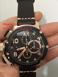 Luxury Super 48 mm Quartz Chronograph chimera U-51 High Quality Rose gold black Dial Sapphire Mirror fashion men watch