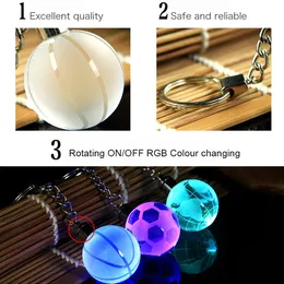 World Cup Night Light 7 colours creative gift luminous Crystal key buckle Football Basketball Earth Key Chain for World Cup fans