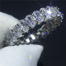 2018 Tennis Finger ring oval cut 5A Cz Sona Stone 925 Sterling silver Engagement wedding band ring for women Jewelry