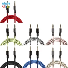 3.5mm Jack Aux Kabel do iPhone 6 Samsung MP3 3,5 mm Samochodowy przewód Audio Kolorowe Nylon Słuchawki Aux Cord 1M 200 sztuk / partia