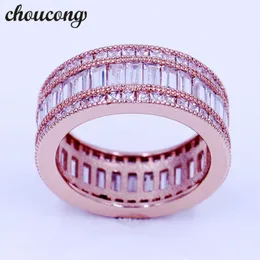 Choucong donna uomo anello a fascia Full Princess cut 15ct Diamonique Diamond Rose Gold Filled Anello di fidanzamento per le donne Regalo