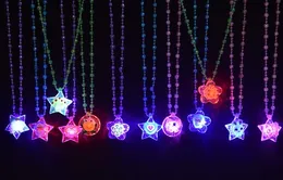 LED Light Up Cartoon Pendants Necklace Christmas Kids Adults Party Favor Creative Luminous Glow Necklaces Acrylic Lanyard gift event present