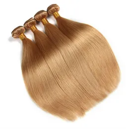 100 human virgin hair weave color 27 honey blonde brazilian indian eurasian russian silky straight hair extensions 80gr pc 5 pcs lot