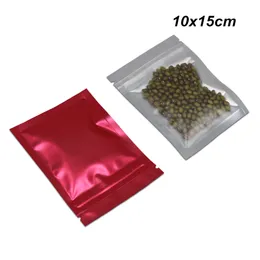 Röd 10x15 cm matt aluminiumfolie Återanvändbar mylar matlagringspaket väskor självförsegling genomskinlig mylar folie matklass förpackningspoch