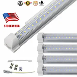 LED-butiksljus T8 V-formad 4ft 5ft 6ft 8ft LED-lampor Integrerade LED-rörljusarmaturer SMD2835 Tubes Lights Stock i USA