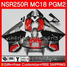 Body For HONDA NSR 250 R MC18 PGM2 NSR 250R NS250 NSR250R 88 89 78HM.19 MC16 NSR250 R RR NSR250RR 1988 1989 88 89 Fairings Kit Red silver
