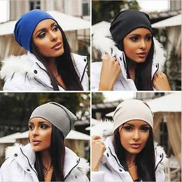 Unisex bomull beanies hattar slouch vinter varm hatt solid färg Turban cap hip hop motorhatt hattar för kvinnor män