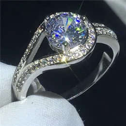 Forever Love Pierścień 925 Sterling Silver Solitaire 0.5CT Diamond CZ Stone Party Wedding Band Ring dla kobiet Bridal Finge Biżuteria