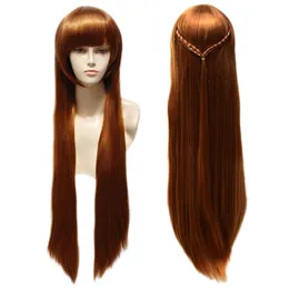 Parrucche per capelli lunghi dritti per cosplay Parrucca sintetica resistente al calore Nessuna parrucca in pizzo per trecce a scatola intrecciata per donne nere