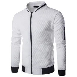 Męska Veste Homme Bomber Fit Argyle Zipper Jacket Casual Kurtka 2018 Jesień Nowy Trend White Fashion Męski