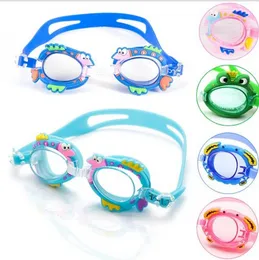 Kids Antifog Waterproof Swimming Goggles for Boys and Grils Cartoon Patter Diving Glasses with Earplugs Silicone Swimming Eyewear Eyeglasses