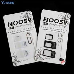 4 i 1 Noosy Nano Micro SIM-kortadapter Eject PIN-kod för iPhone XS X 8 7 6s 6 Plus med Retail Box 3000PCS / Lot