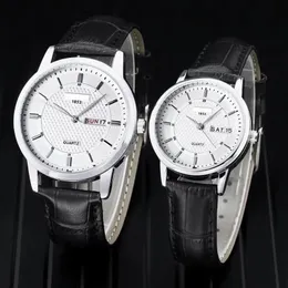Luxury para mężczyźni kobiety oglądają miłośnicy mody zegarki skórzane paski na dniu kwarcowe zegarki na męskie panie walentynkowe prezent Relogio feminino