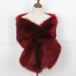 2019 Burgundy Bridal Stick Wraps Colorful Faux Fur Shawl Women Winter Wrap For Girl Prom Cocktail Party Cheap In Stock 11 Colors Cheap