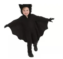 Nya Halloween kostymer Bat Kläder Svart Bats Cut Fanny Dress Up Party Kostym för barn med handskar Mascot