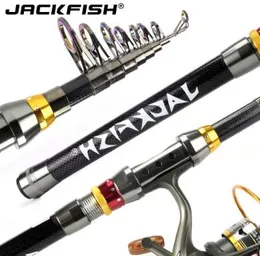 Jackfish 99% Carbon Fiber Telescopic Fiske Rod 1,8-3,6m Korta havsstänger Teleskopisk fiskestång Spinning Fiske Pole