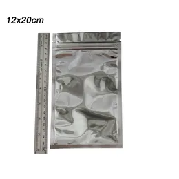 12 * 20 cm warmte afsluitbare duidelijke mylar plastic rits tas pakket retail Reclosable zilveren aluminium food grade verpakking rits zip lock bags