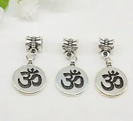 100Pcs/lot Yoga OM Charms Big Hole beads Dangle Charms For Jewelry Making findings 30x15mm