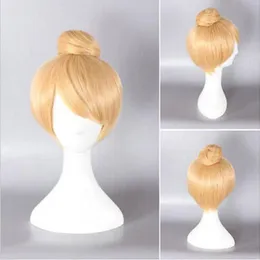 Mode Blonde Gerade Frauen Dame Cosplay Party Anime Bun Haar Perücke Perücken + Kappe