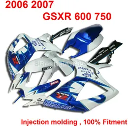 Heißer Verkauf Spritzguss-Verkleidungsset für Suzuki GSXR600 GSXR750 2006 2007 blau weiß GSXR 600 750 06 07 DD30