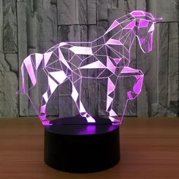 Animal Horse 3d LED Desk Bord Nattlampa 7 Färger Kids Present Heminredning # R45