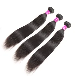 Billiga 10a Brasilianska Virgin Hair Straight Obehandlat Human Hair Weaves 3 Bundlar 8 tum Rak Remy Hair Extensions Naturlig Färg Wefts