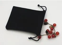 Bolsas de cor pura preta de veludo feminina bolsa de cordão vintage para presente faça você mesmo bolsa de embalagem de joias feita à mão