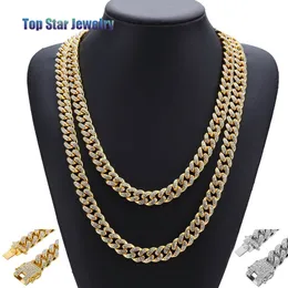 2018 New 14K Gold Plated MIAMI CUBAN LINK Full Cubic Zirconia Necklace Hip Hop Bling Jewelry Hipster Men Women Curb Butterfly Clasp Chain