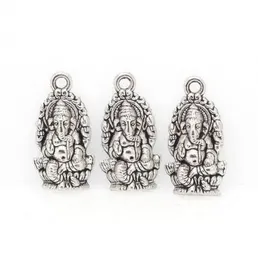 60Pcs alloy Religion Thailand Ganesha Buddha Charms Antique silver bronze Charms Pendant For necklace Jewelry Making findings 14x27mm