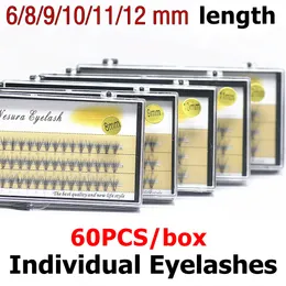 6-12mm thick eyelashes 60 pcs/box False Eyelash individual eyelashes Natural Curler individual lashes makeup eyelash extension DHL free
