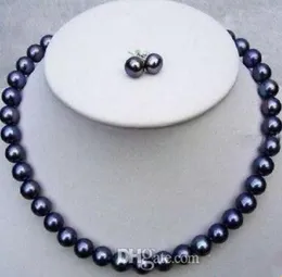 Fashion Beaded Necklaces 8-9mm South Sea Black Pearl Necklace 18 Inch 925 Silver Clasp Free Earrings