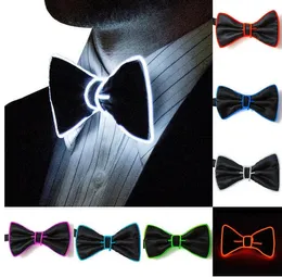 El Wire Bow Slips Led Light Up Blinkande Striped Lysous Tie För Män Klubb Cosplay Party Glödande Tillbehör Bar Visa Decor Ga468