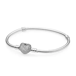 1PCS Dropshipping Kryształowe bransoletki z srebrną bransoletką cyrkonową pasuje do Pandora Snake Chain Kobiet Prezenty Br007