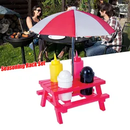Пикник стол приправа держатель кемпинг пикник складной стол зонтик приправа стойку соль перец барбекю соус держатель бутылки набор