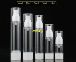 100pcs / lot 빠른 배송 15ML 30ML 50ML 80ML 100ML 진공 재충전 용 로션 병 Airless 펌프 병 메이크업 도구